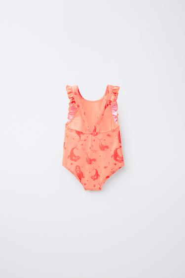 2-6 YEARS/ MERMAID RUFFLE SWIMSUIT - Neon orange by Zara - Image 1