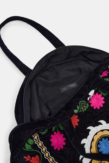 VELVET TRAVEL BAG WITH EMBROIDERY - Black by Zara - Image 5