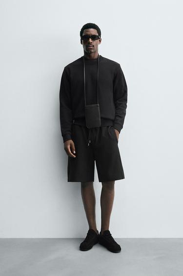 INTERLOCK BERMUDA SHORTS WITH LABEL - Black by Zara - Image 0