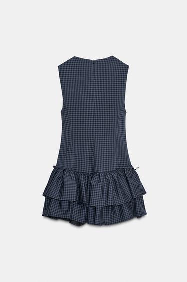 ROBE COURTE À CARREAUX ET VOLANTS - Indigo de Zara - Image 7