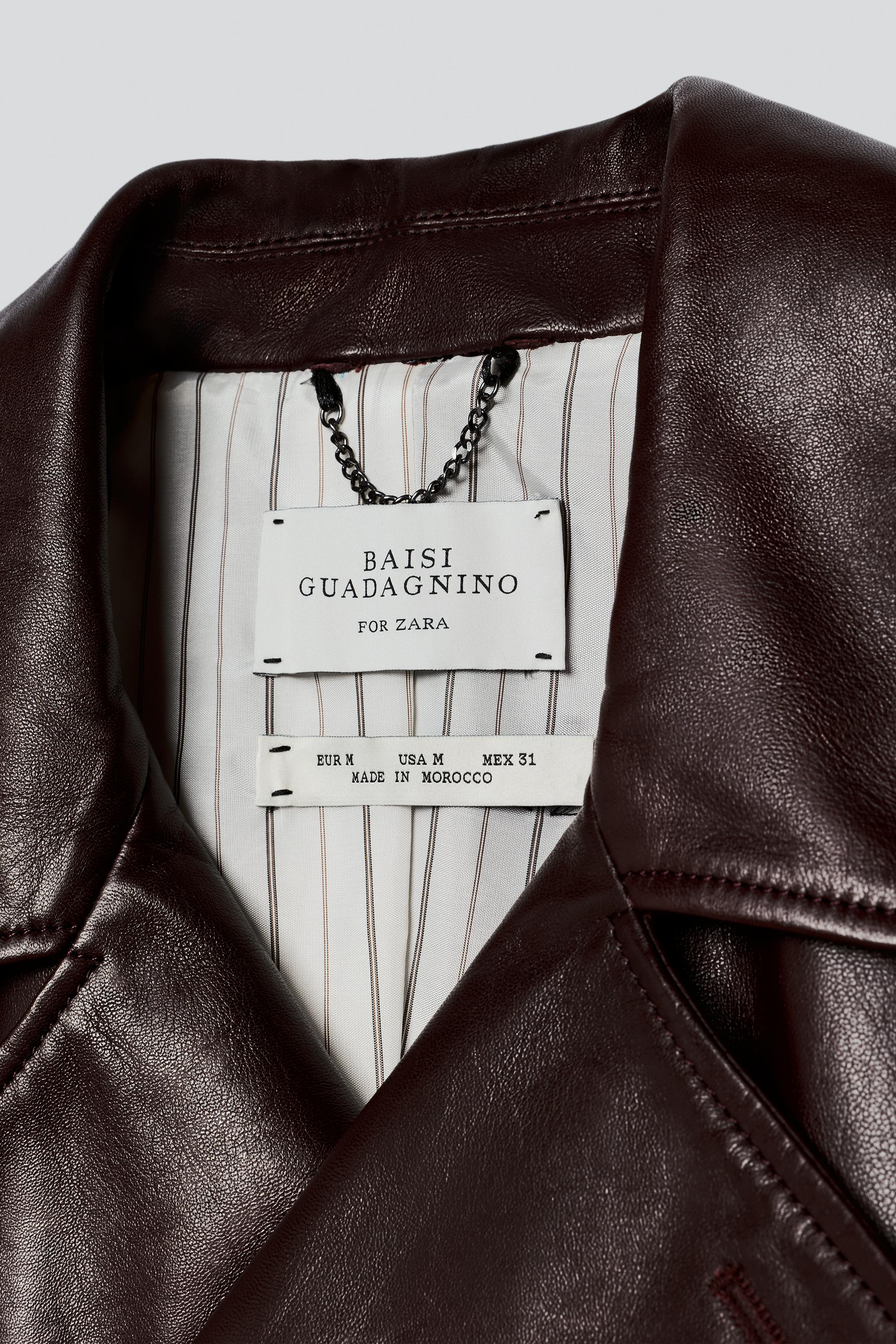 VESTE EN CUIR CONTRASTE