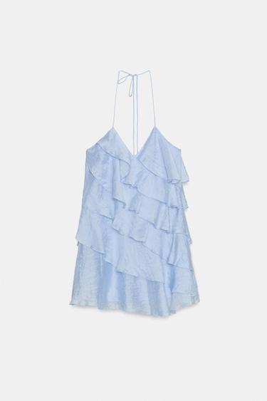 SHORT DRESS WITH RUFFLES - Sky blue by Zara - Image 5