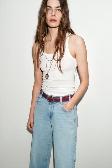 Z1975 HIGH-WAIST BELTED CULOTTES - Light blue by Zara - Image 4