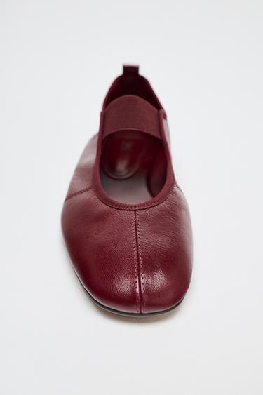 BALLERINES EN CUIR ÉLASTIQUES - Bordeaux de Zara - Image 4