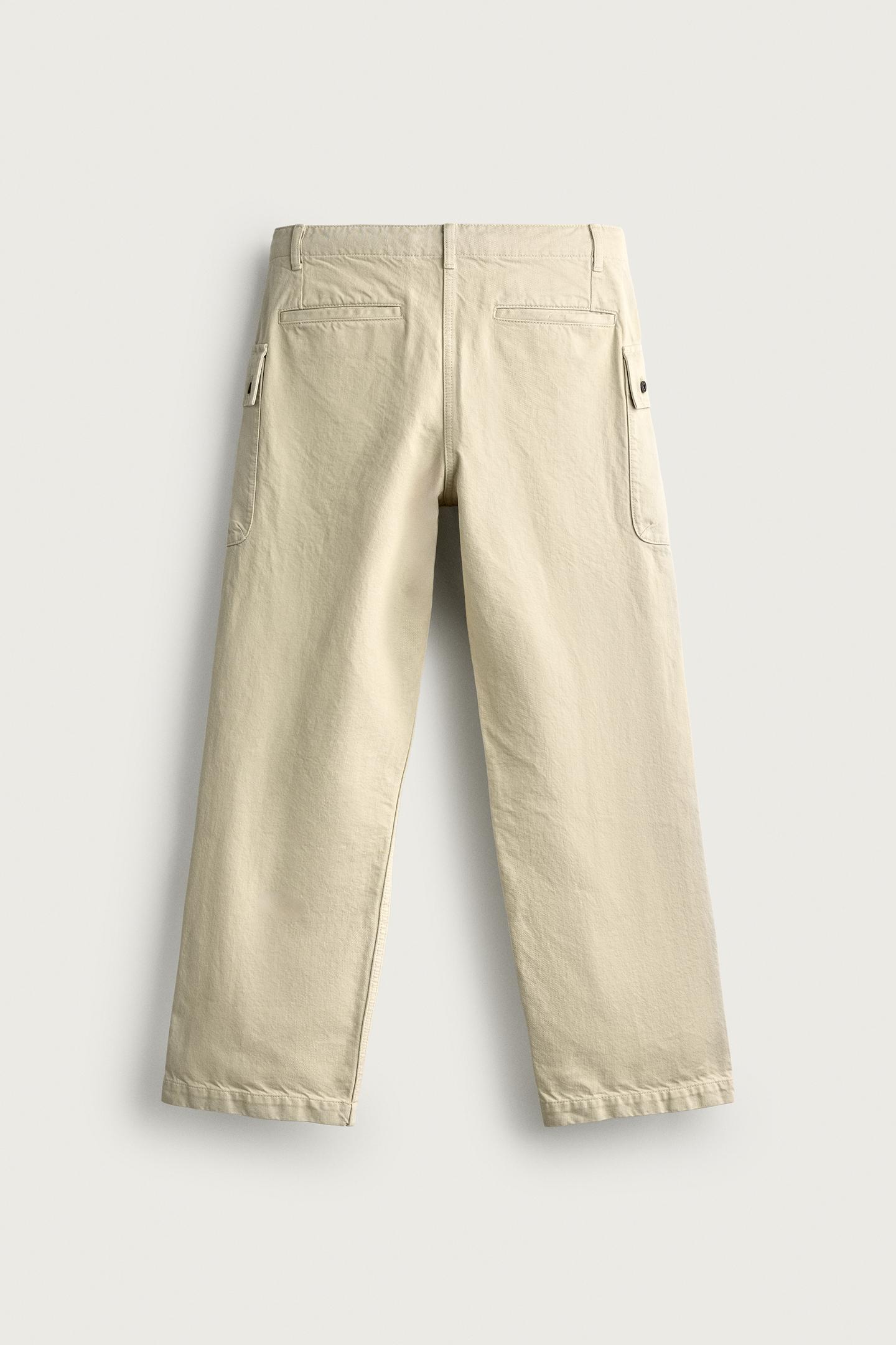Мужские брюки Zara Relaxed Fit Cargo, цвет: Серый зелёный — фото 7