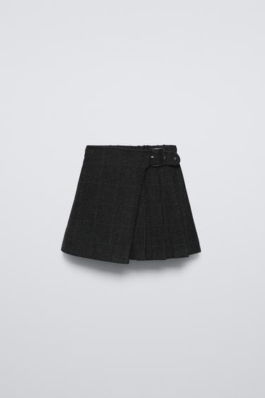 CHECK BOX PLEAT SKIRT - Anthracite grey by Zara - Image 0