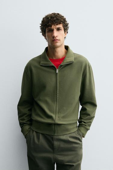 LIGHTWEIGHT QUARTER-ZIP SWEATSHIRT - Green-dry by Zara