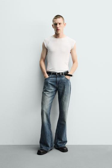 Zara FLARE FIT JEANS - Blue / Green