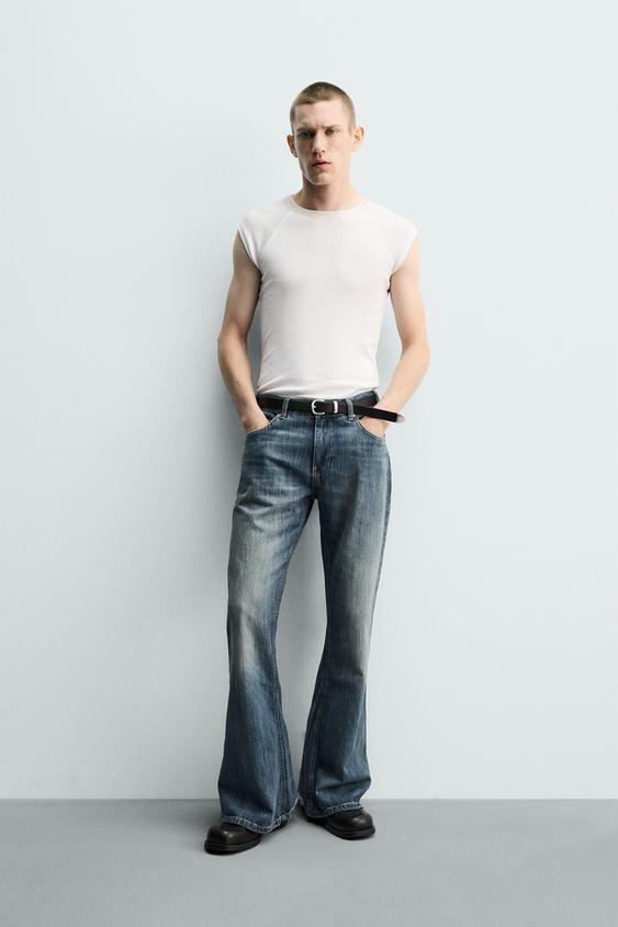 Zara FLARE FIT JEANS - Blue / Green - Image 0