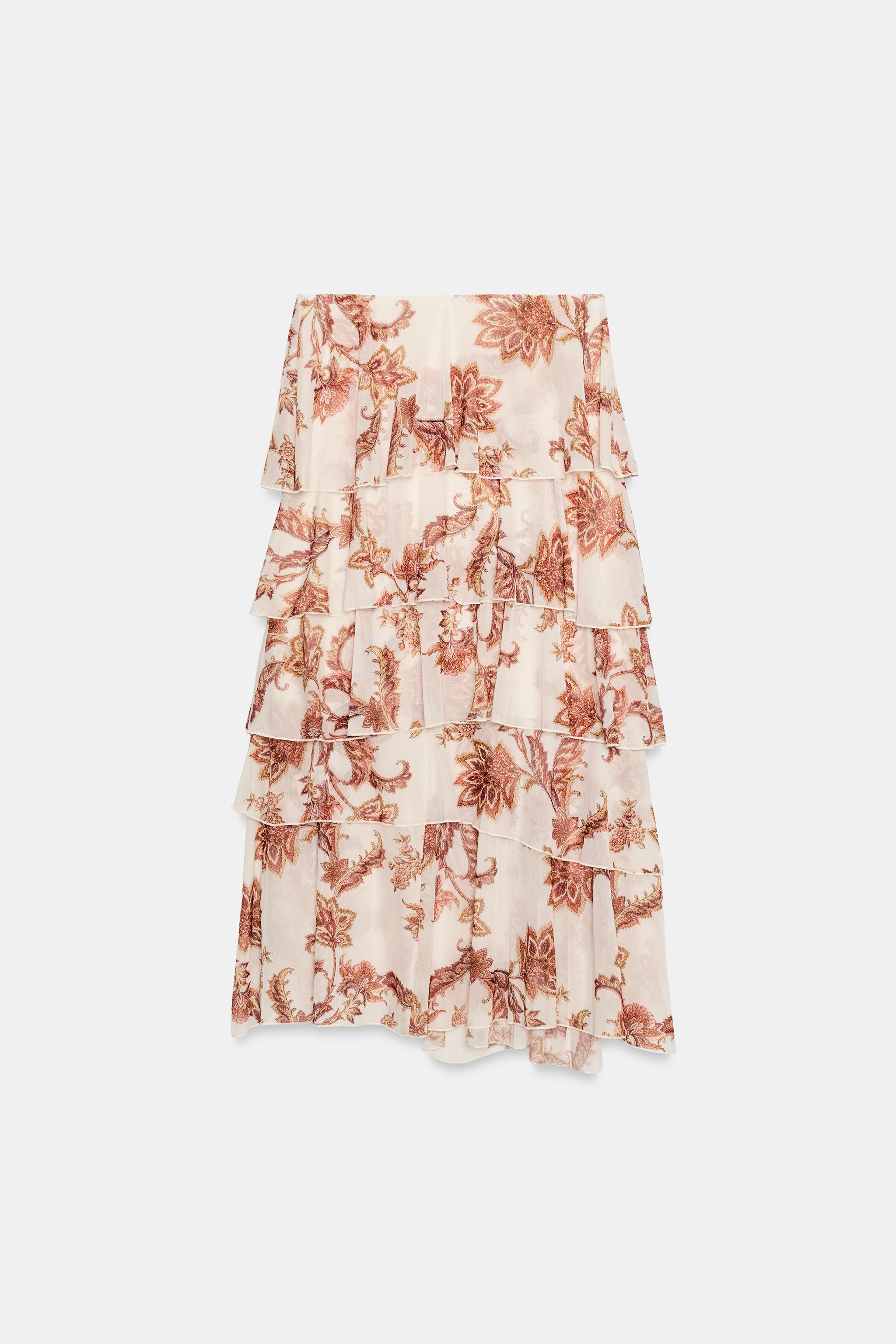 PRINTED RUFFLE SKIRT