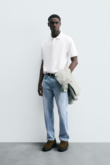 Zara WASHED PIQUÉ TEXTURED POLO SHIRT - White - Image 0