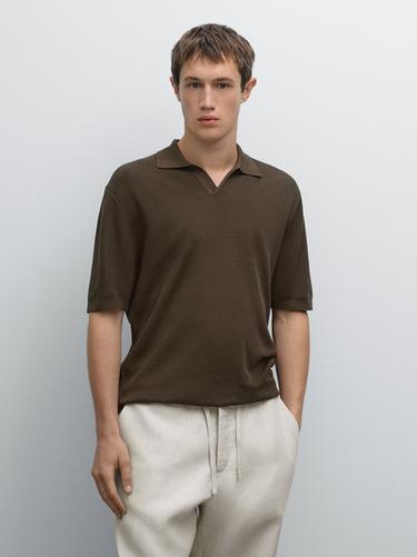 Polo manga corta algodón mecerizado - Visón de Zara