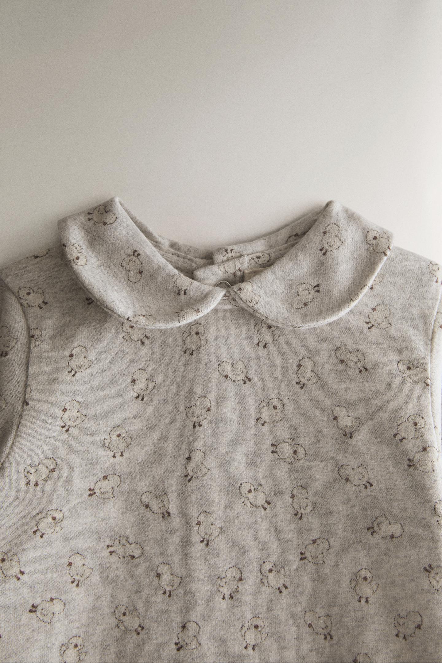 Комбинезон Zara Chick Footed Romper для малышей, цвет: Серый меланжевый — фото 2