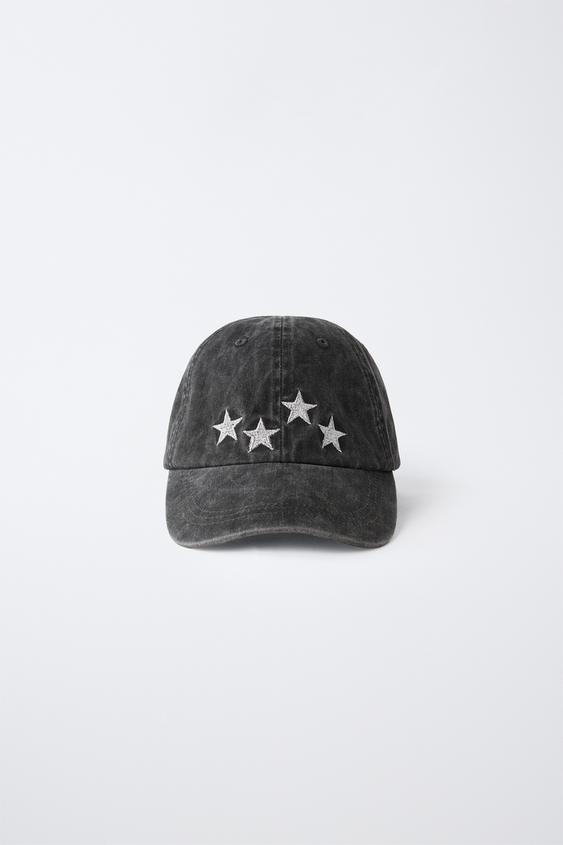 BONÉ EFEITO LAVADO ESTRELAS - Cinza-antracito da Zara - Imagem 0