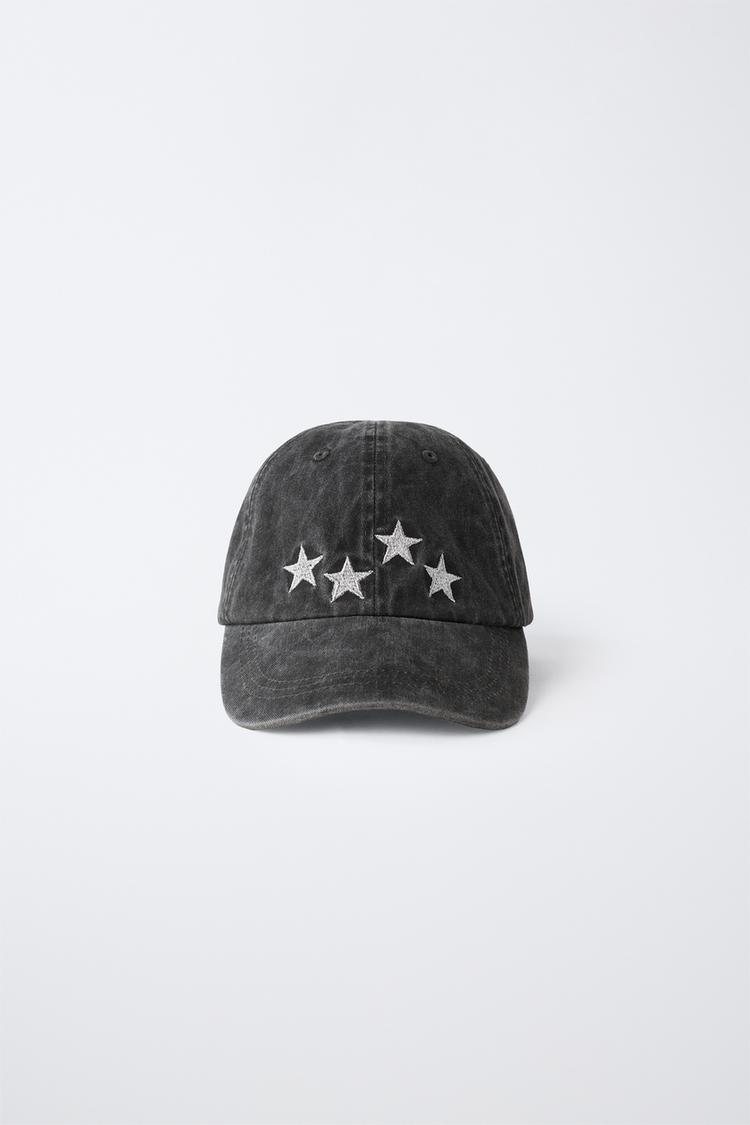 WASHED-EFFECT STAR CAP — Anthracite grey