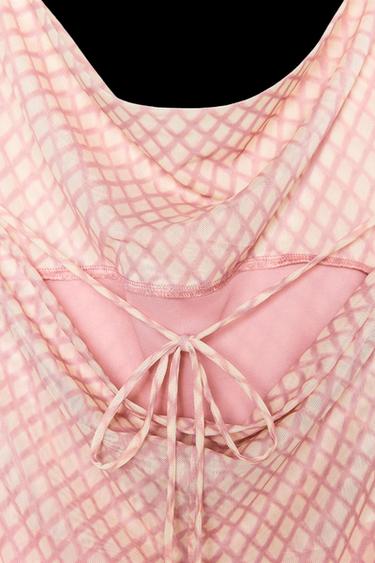LINGERIE-TÜLLKLEID MIT PRINT - Rosa von Zara