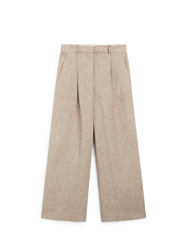 Zara Linen melange trousers with pleated details - Beige