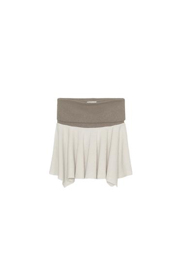 RUSTIC CONTRAST MINI SKIRT - Ecru / Beige by Zara