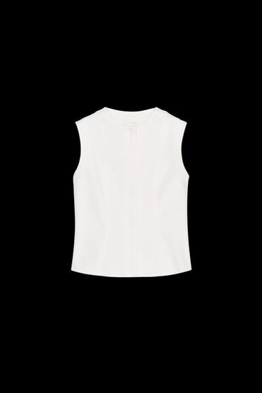TOP DENIM ZW COLLECTION - Blanco roto de Zara - Imagen 0