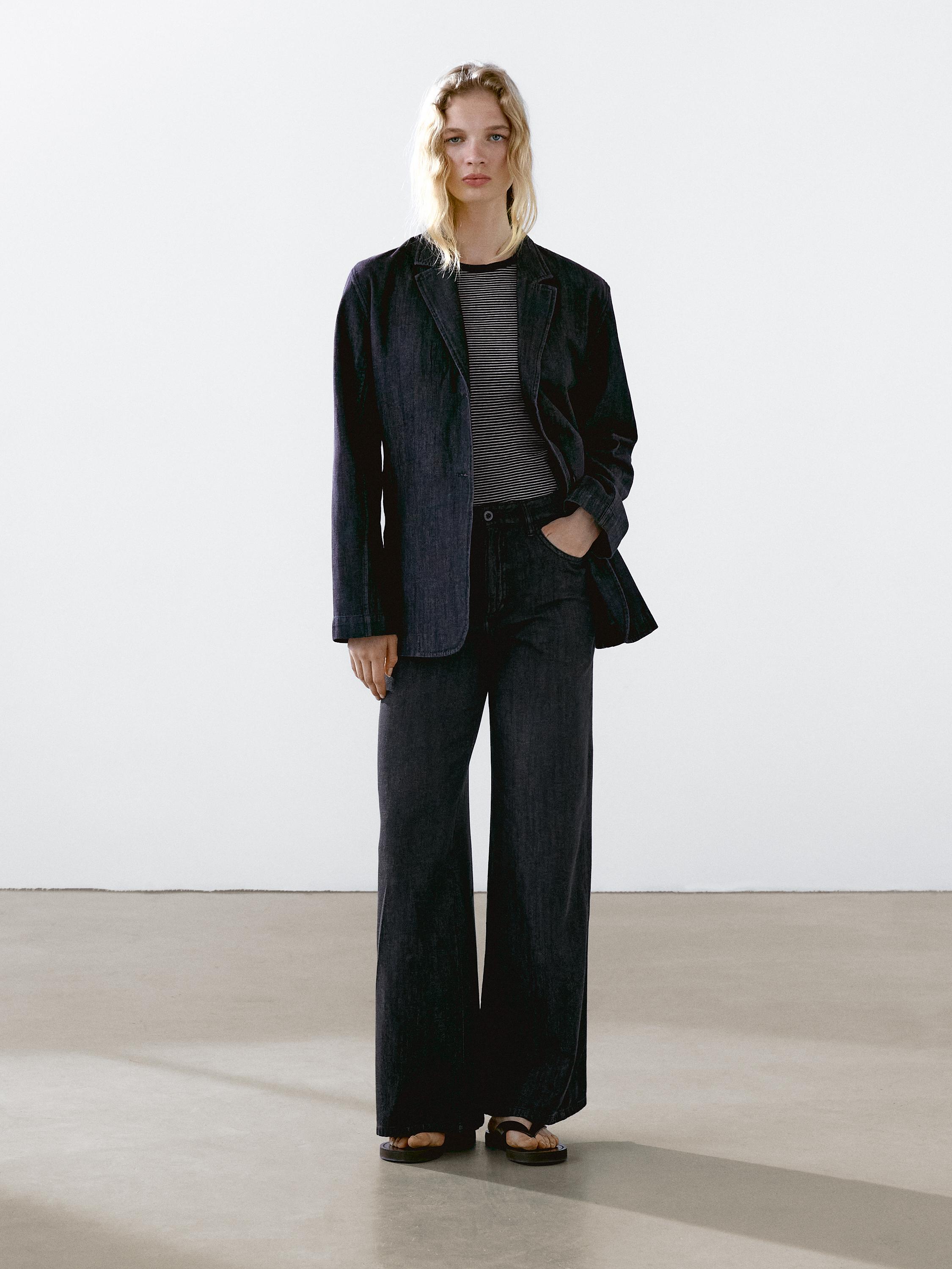 Loose mid-rise wide-leg jeans - Black | ZARA United States Loose mid-rise wide-leg jeans - Black | ZARA United States