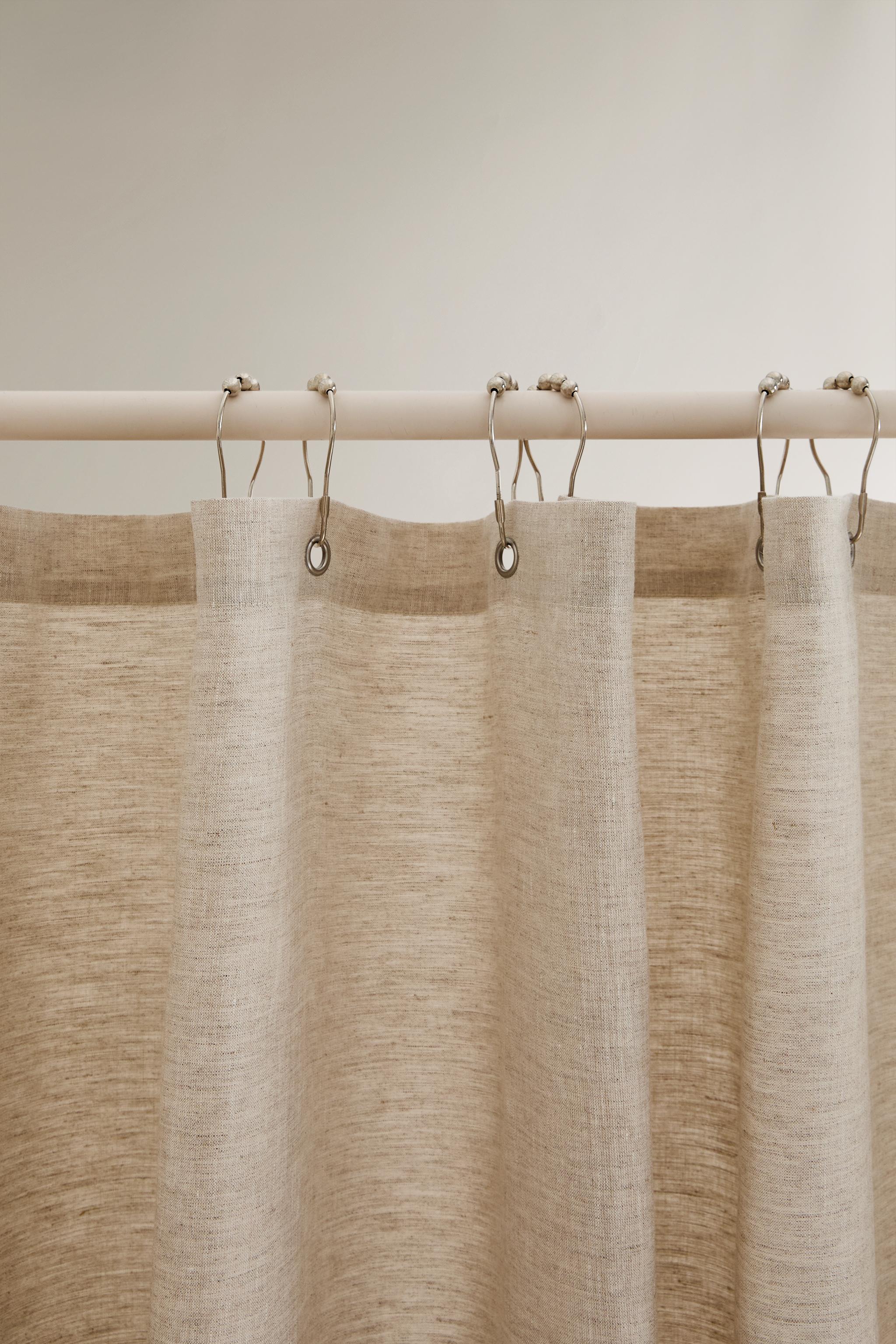 リネン製半透明シャワーカーテン - ライトベージュ | ZARA Japan / 日本