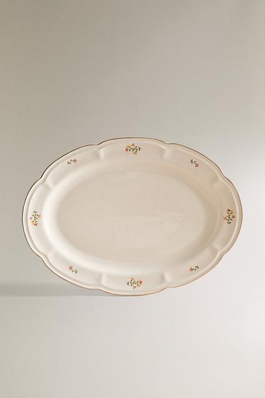 FLORAL PORCELAIN SERVING DISH - Cream by Zara