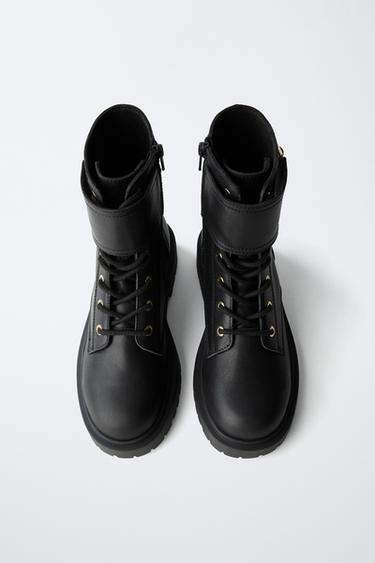 LEATHER ANKLE BOOTS WITH BUCKLE - Black by Zara - Image 3