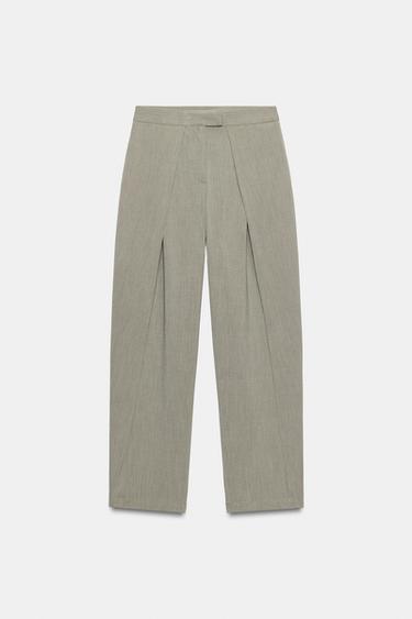 PLEATED BARREL TROUSERS - Greenish by Zara - Image 0