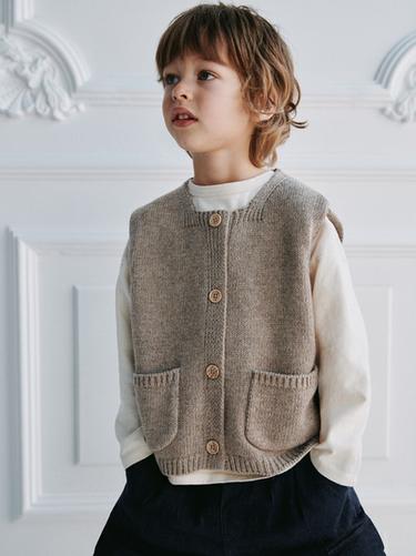 WOOL BLEND KNIT VEST - Sand by Zara