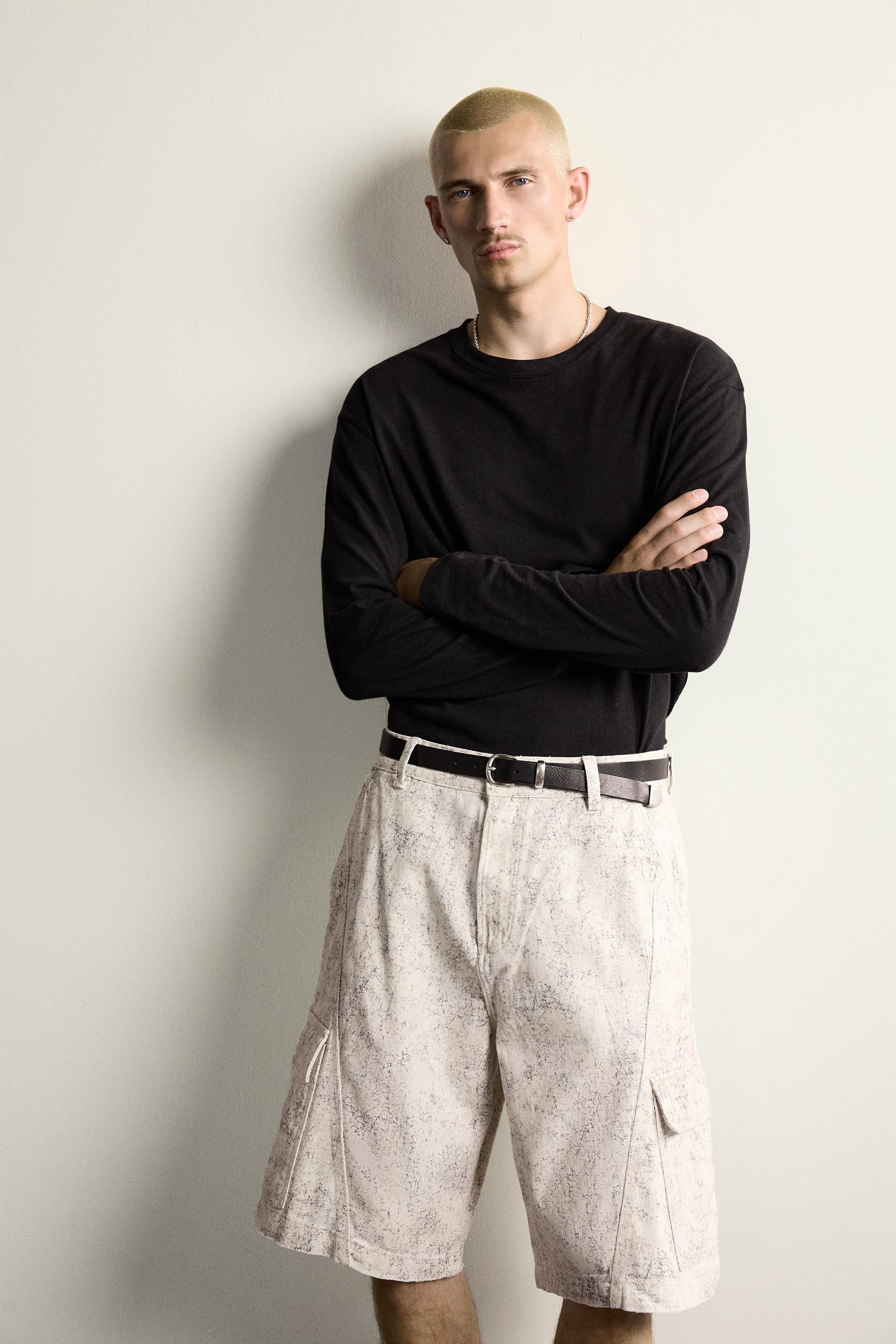 ABSTRACT PRINT RELAXED FIT CARGO BERMUDA SHORTS