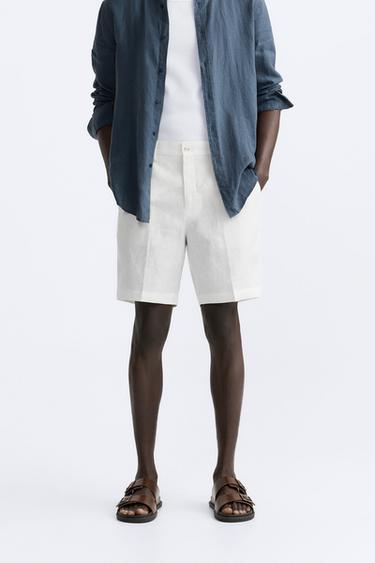BERMUDA 100% LINO - Blanco de Zara