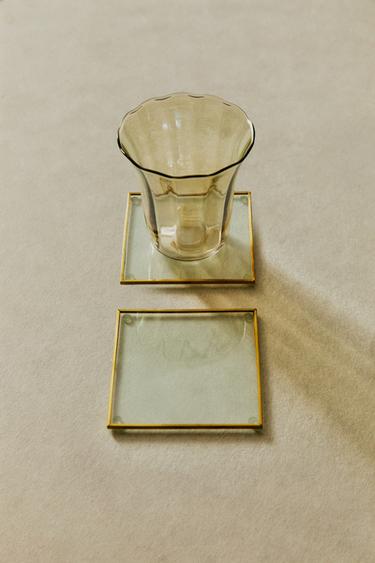 CONJUNTO DE PORTA-COPOS DE METAL E VIDRO (CONJUNTO DE 6) - Ouro da Zara