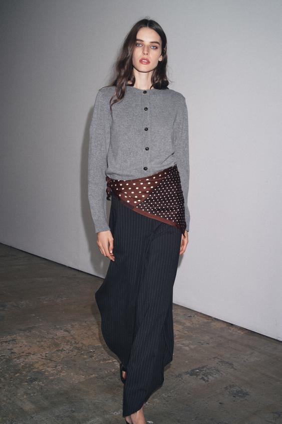 LONG SLEEVE CASHMERE AND WOOL CARDIGAN