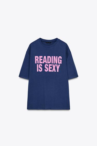 PLAYERA OVERSIZE TEXTO - Azul vigoré de Zara
