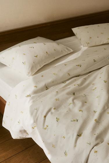 MIMOSA PRINT SATEEN DUVET COVER - Oyster-white by Zara