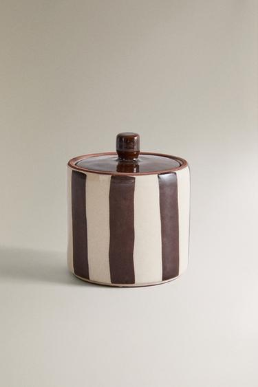 STRIPED BROWN BATHROOM JAR - Brown by Zara