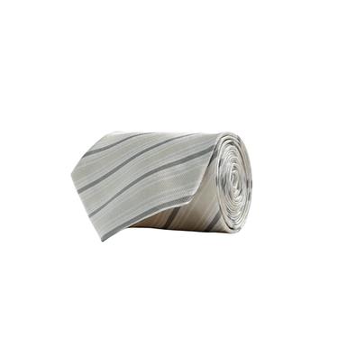 CRAVATTA 100% SETA A RIGHE - Bianco / Grigio di Zara