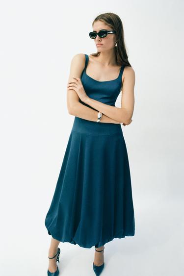 BALLOON MIDI DRESS - Duck green by Zara - Image 1