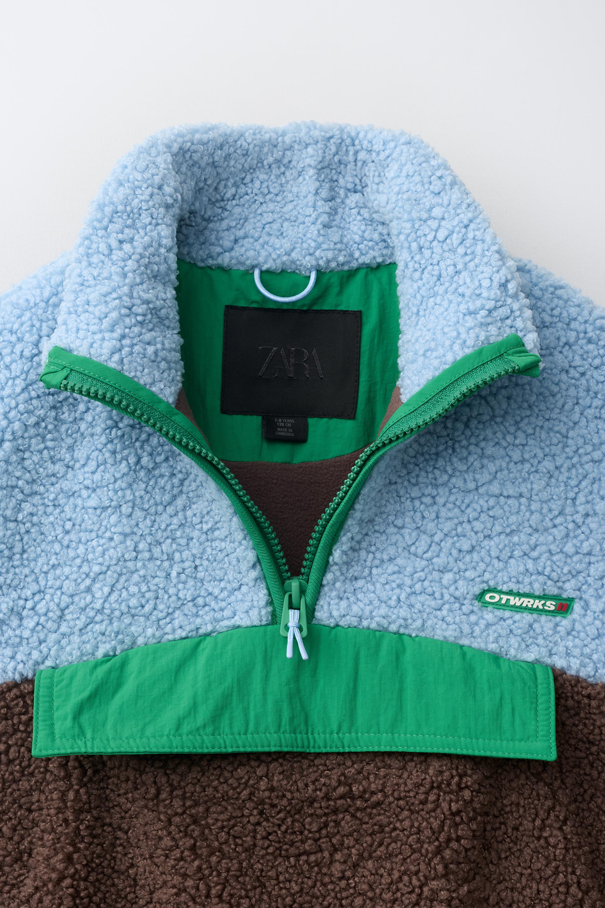 BLOUSON KANGOUROU DAIM COULEUR BLOCK