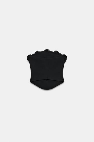 FLORAL CORSETRY-INSPIRED TOP - Black by Zara - Image 5