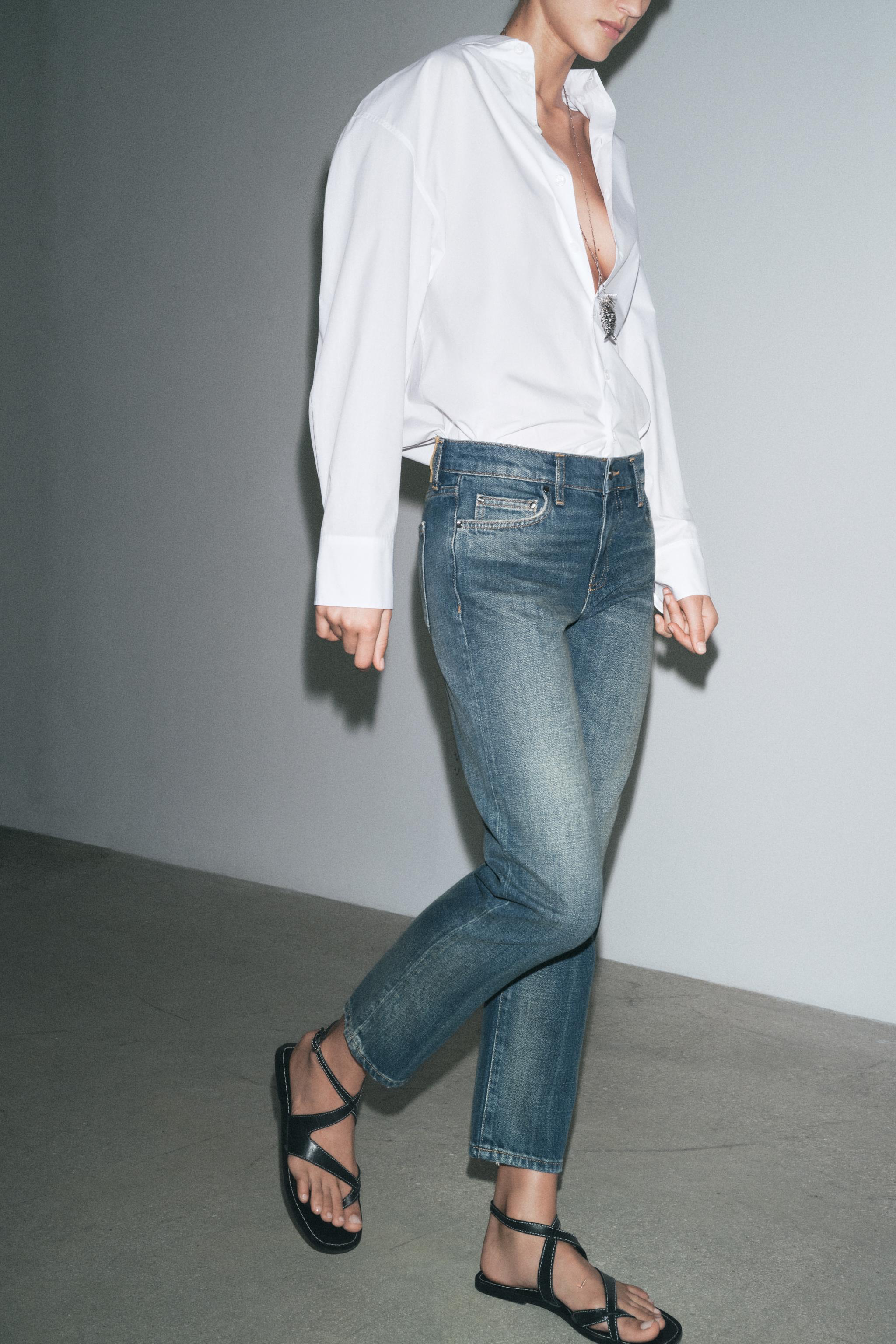 ZWコレクション ローライズ ストレートクロップドジーンズ