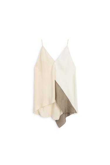 Zara Asymmetric strappy flowing top - Ecru