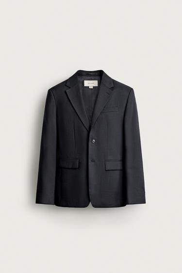 Zara 100% 羊毛標準版型西裝外套 - 深海藍色
