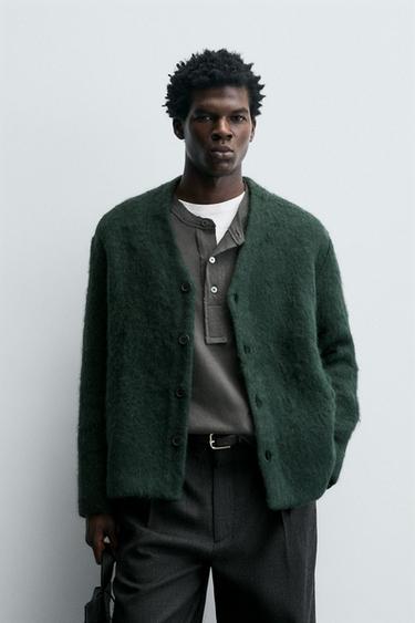 100% WOOL CARDIGAN 814 EZCARAY X ZARA - Green by Zara
