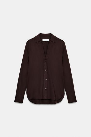 CAMISA FLUIDA ZW COLLECTION - Marrón de Zara - Imagen 0
