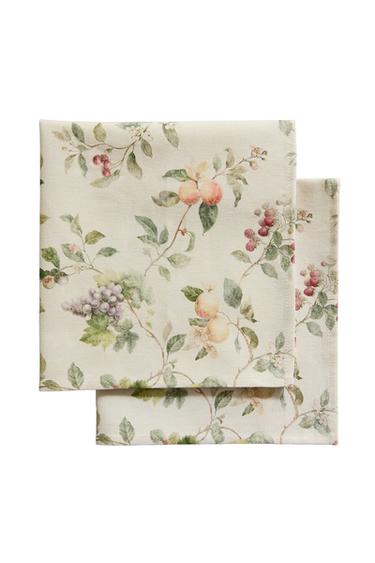 Zara BOTANICAL PRINT NAPKINS (PACK OF 2) - Greens