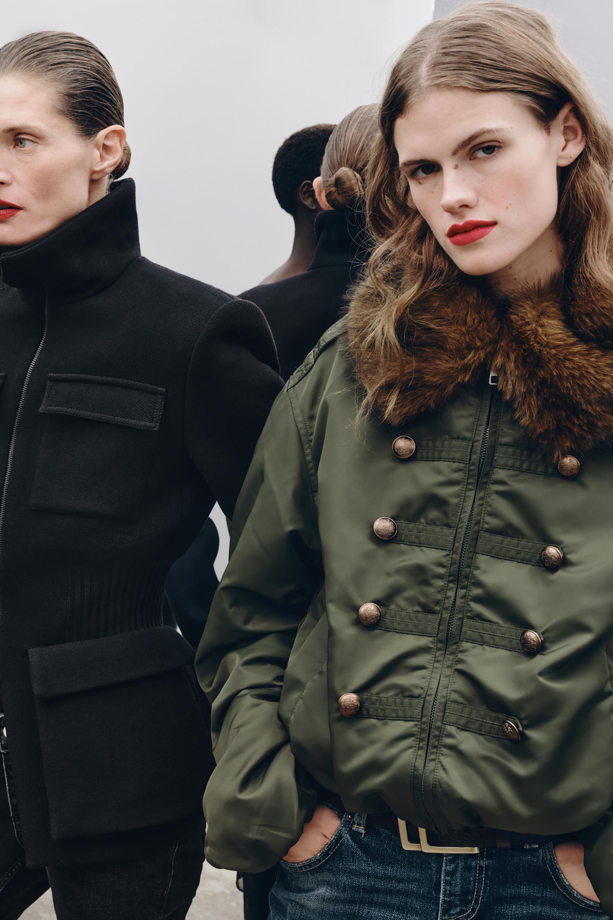 NYLON BOMBER JACKET WITH FAUX FUR COLLAR ZW COLLECTION
