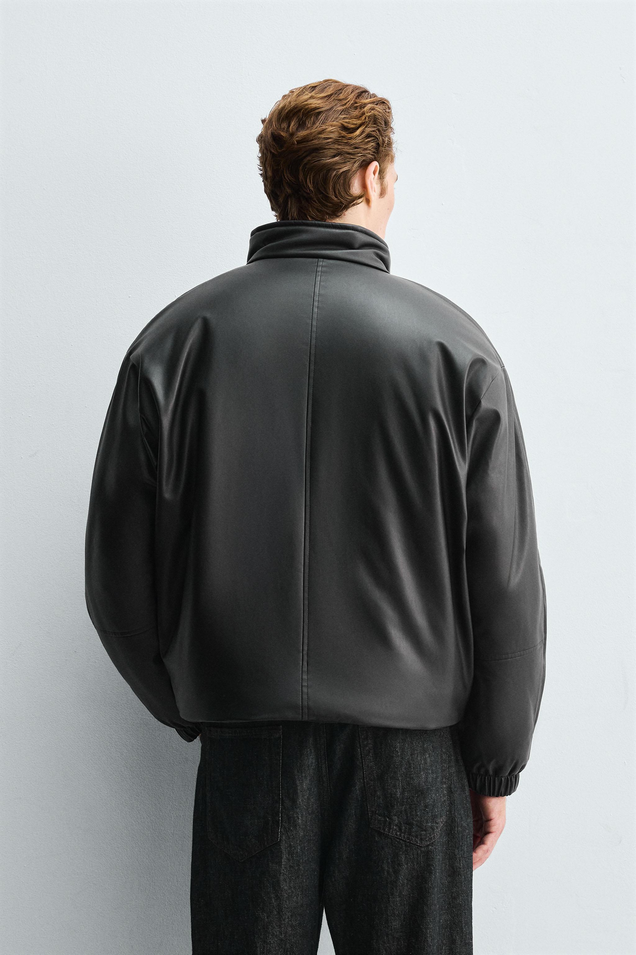 FAUX LEATHER PUFFER JACKET