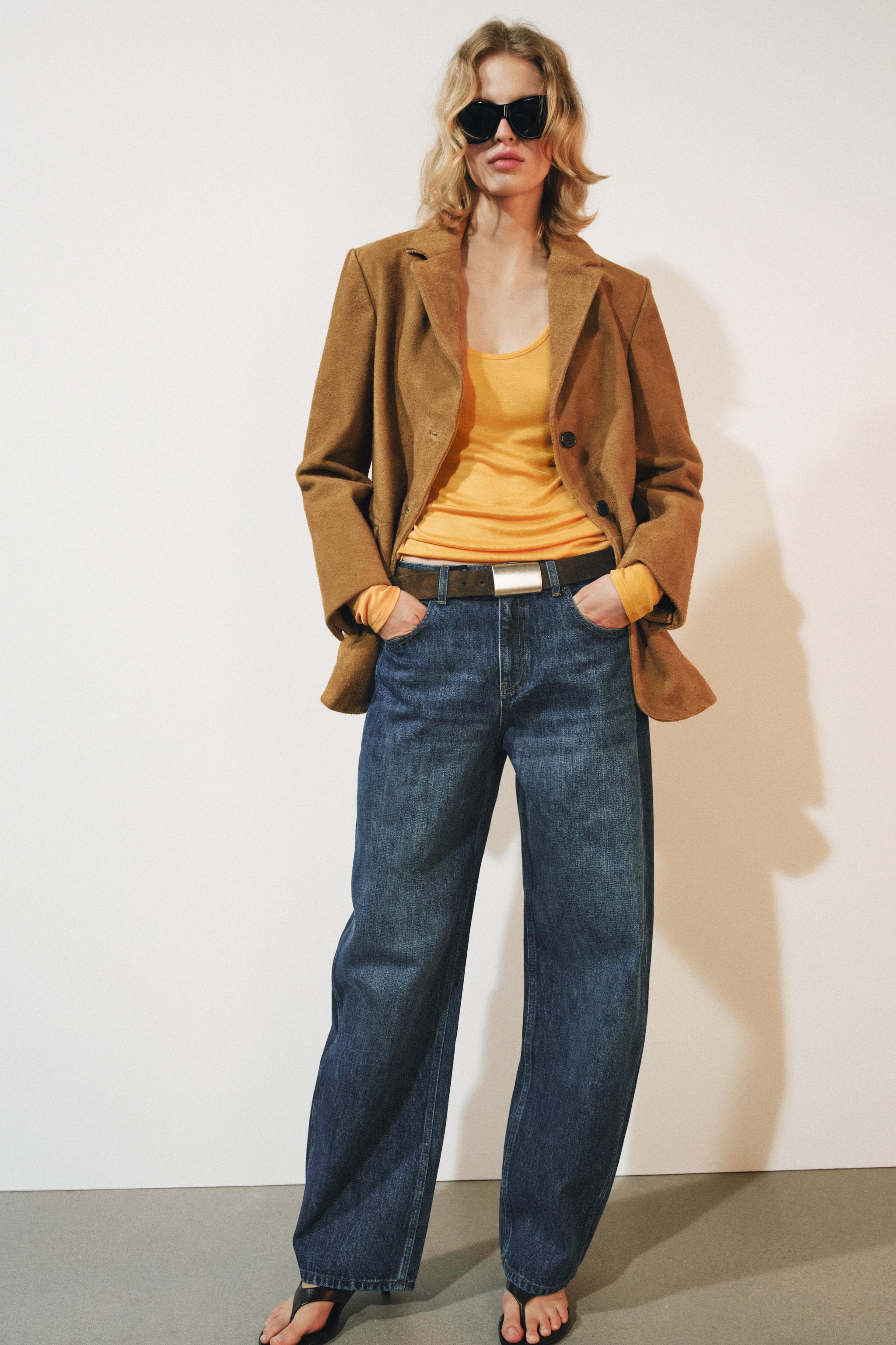 ZW COLLECTION CURVED STRAIGHT MID-RISE JEANS — Blue