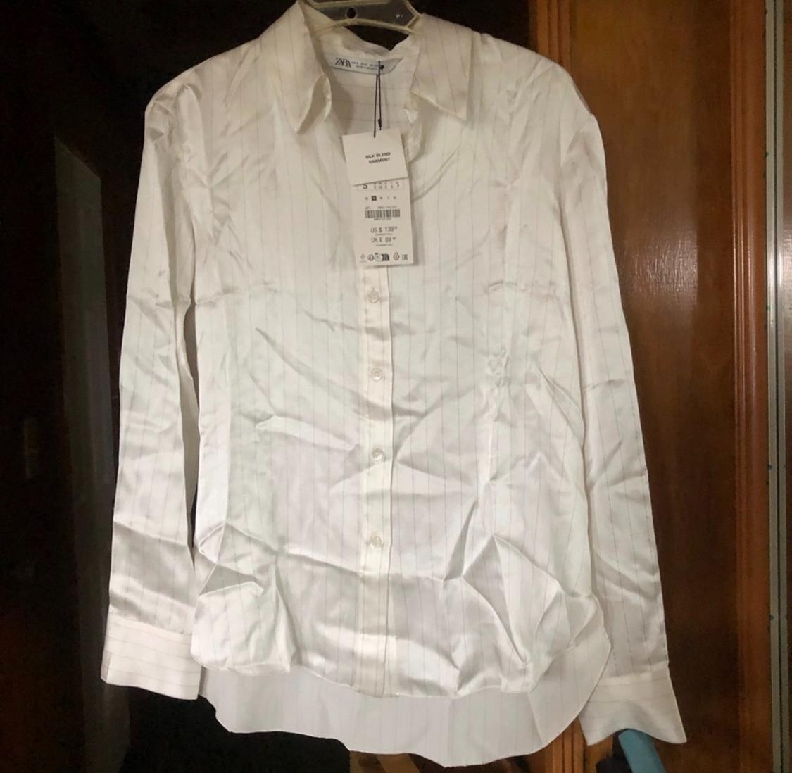 STRIPED SILK SHIRT ZW COLLECTION - Image 3